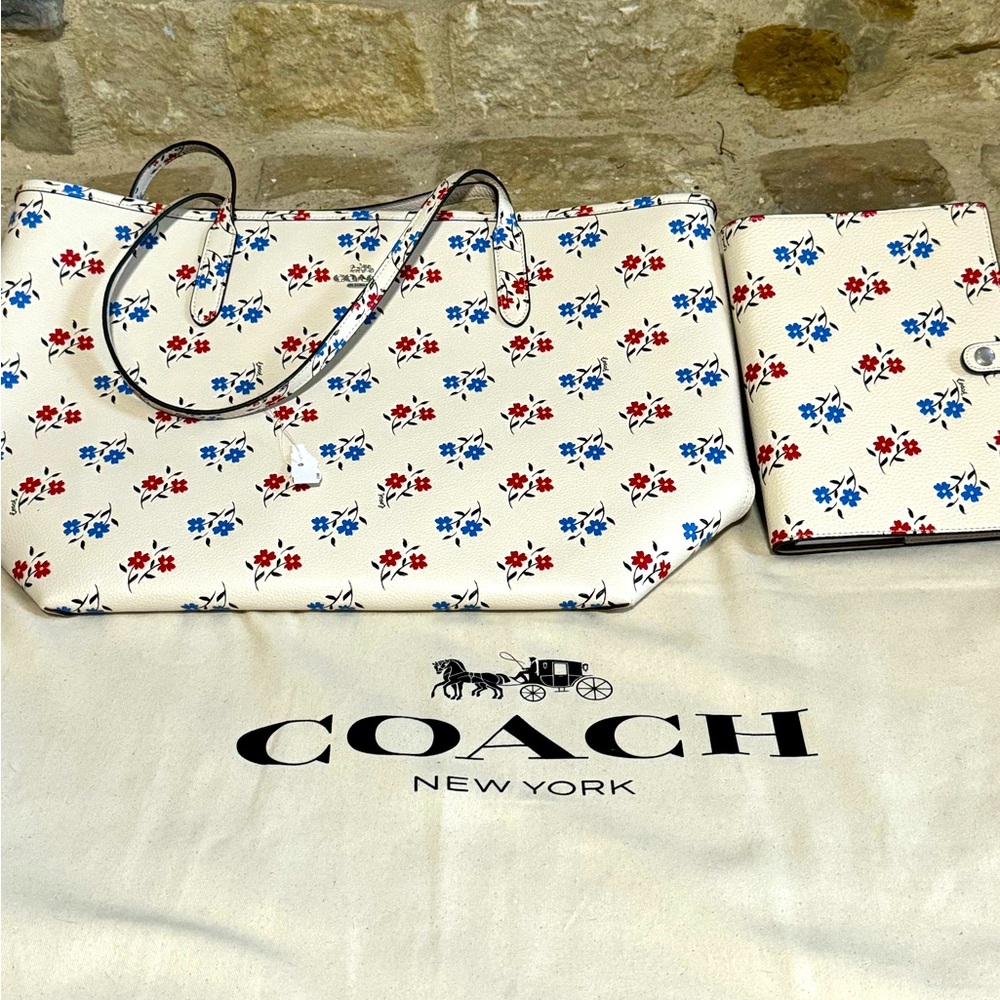 Coach Floral Print City Tote Bundle with
Lined Notebook and Dust Bag